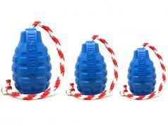 Dog Toy:  USA K9 Grenade Blue Tug & Treat Dispensing Toy with Rope