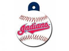 Engraved ID Tag:  Large Baseball Cleveland Indians-- Round Tag