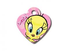 Engraved ID Tag:  Small Heart Shape Tweety
