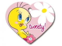 Engraved ID Tag:  Large Heart Shape Tweety