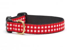 Dog Collars: 5/8" or 1" Wide Red Gingham Clip Collar