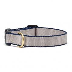 Dog Collars: 5/8" or 1" Wide Grey and Navy Bamboo Embroidered Collar