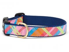 Dog Collars: 5/8" or 1" Wide Pink Madras Clip Collar