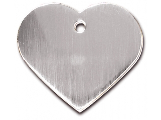 Engraved ID Tag:  Small Heart Shape, Chrome