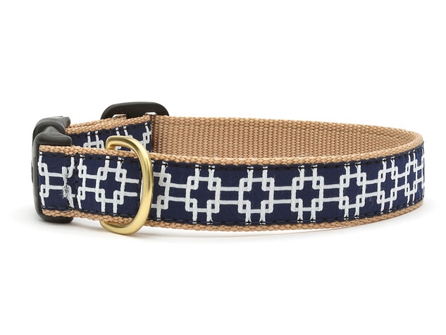 Dog Collars: 5/8" or 1" Wide Gridlock Navy Collar