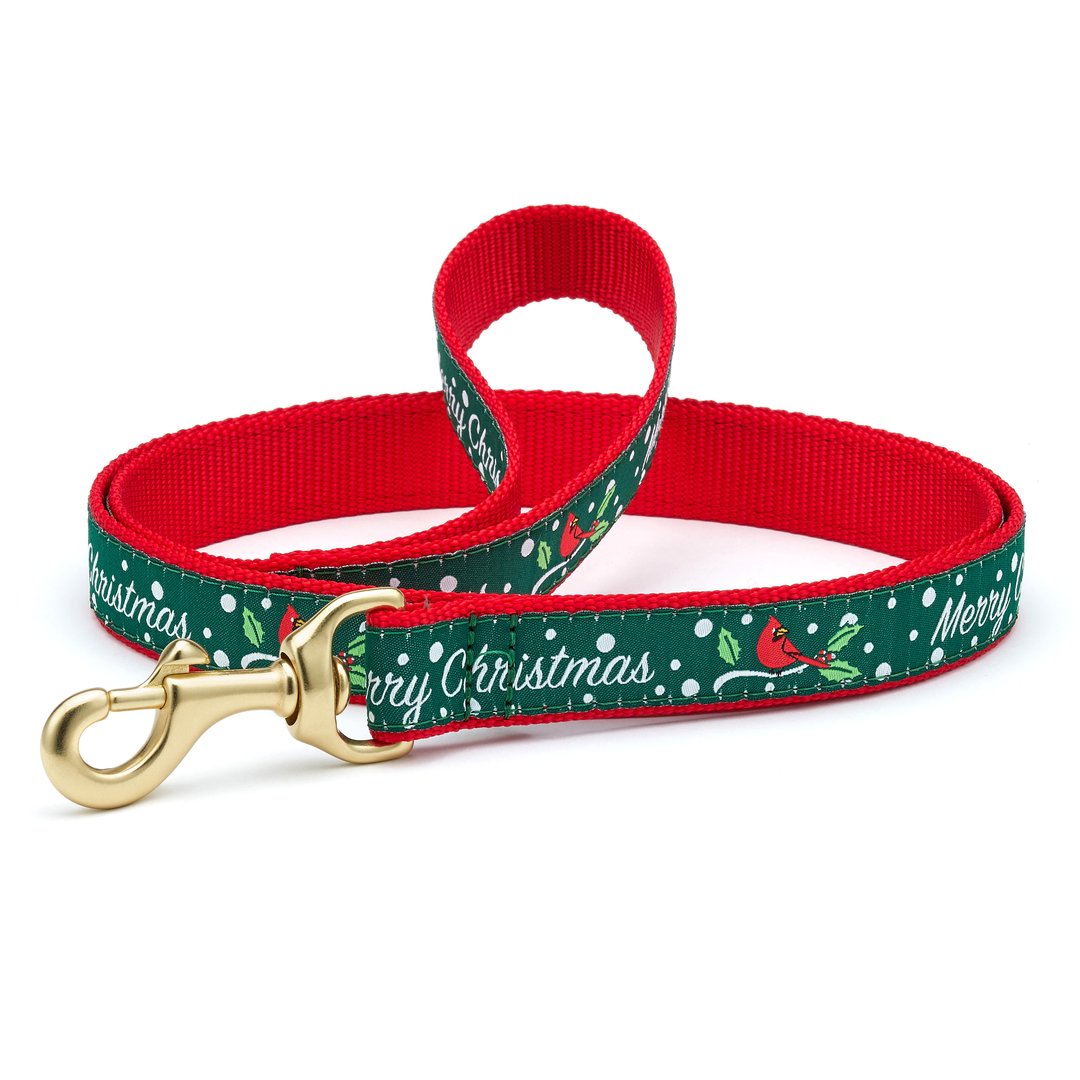 Dog Collars: 5/8" or 1" Wide Holiday, Christmas Merry Christmas Leash