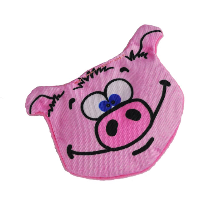 Dog Toy: Pokey Pig Cordura Face Crinkle Dog Toy (no Squeaker)