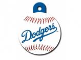Engraved ID Tag:  Large Baseball LA Dodgers-- Round Tag