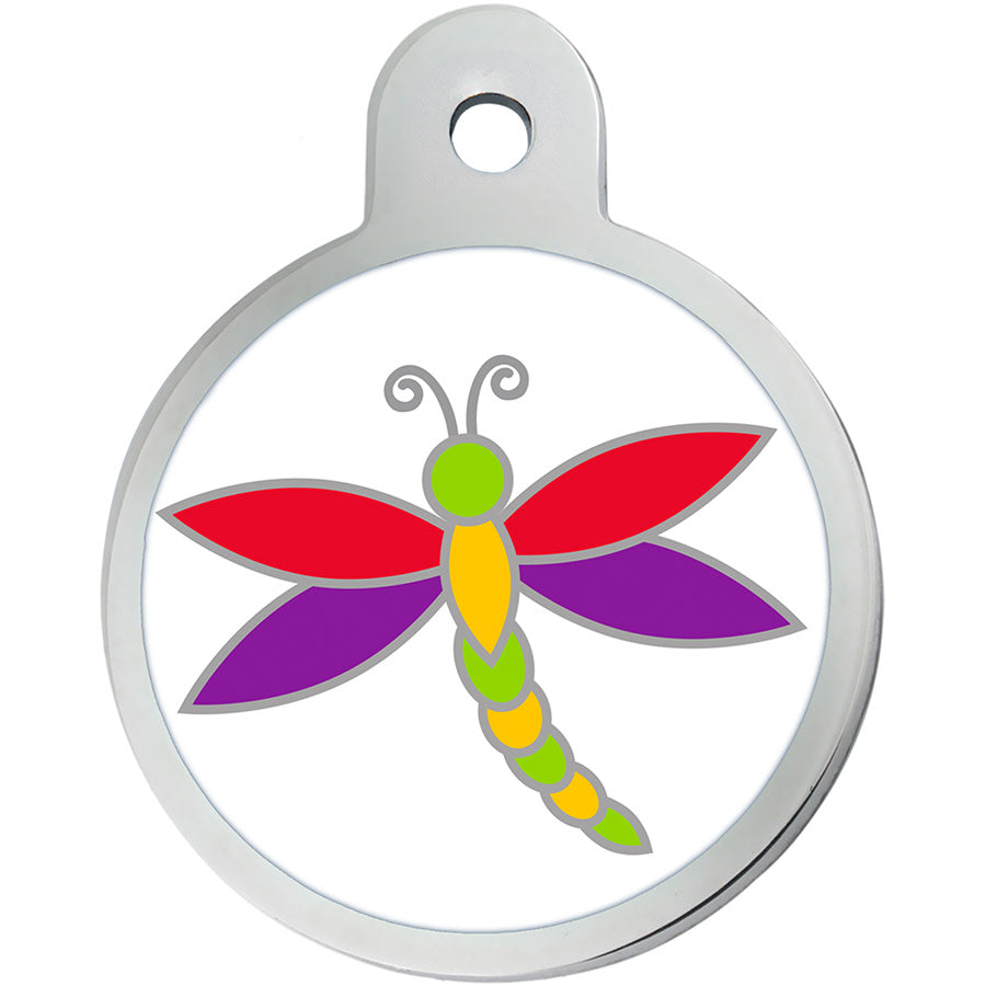 Engraved ID Tag:  Large Round Dragonfly