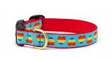 Dog Collars: 5/8" or 1" Wide Rainbow Hearts Clip Collar