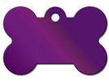Engraved ID Tag:  Small Bone Shape Purple