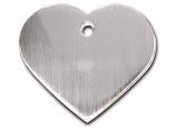 Engraved ID Tag:  Large Heart Shape Brushed Chrome