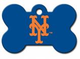 Engraved ID Tag:  Large Baseball Bone Shape NY Mets