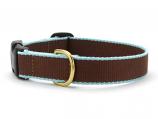 5/8" Narrow Brown and Aqua Embroidered Collar- ALL CAPS FONT