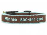 1" Wide Width Brown and Aqua Bamboo Embroidered Collar