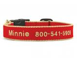 Dog Collars: 5/8" or 1" Wide Red and Tan Bamboo Embroidered Collar